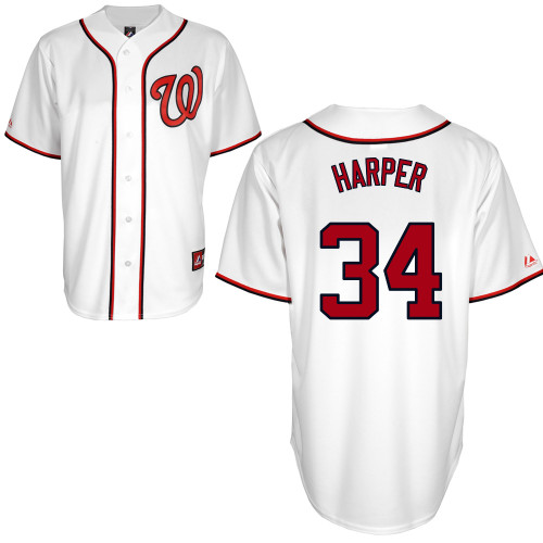 Bryce Harper #34 mlb Jersey-Washington Nationals Women's Authentic Home White Cool Base Baseball Jersey